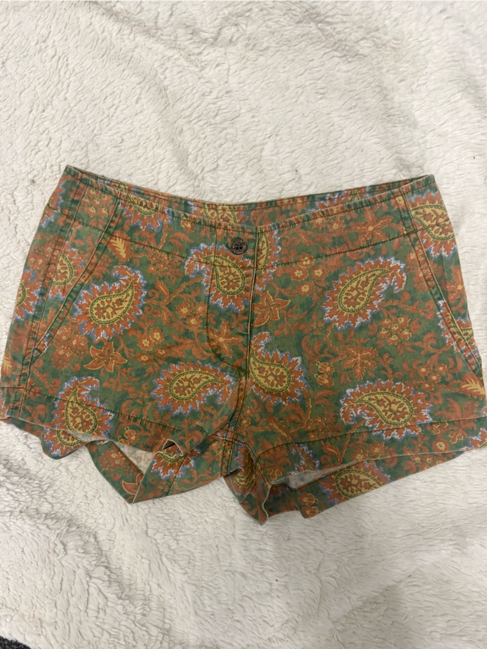 Faherty Paisley Cargo Shorts in Green and Orange